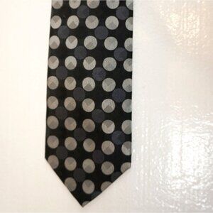 Haines Bonner London Black Gray Silver Polka Dot Silk Tie